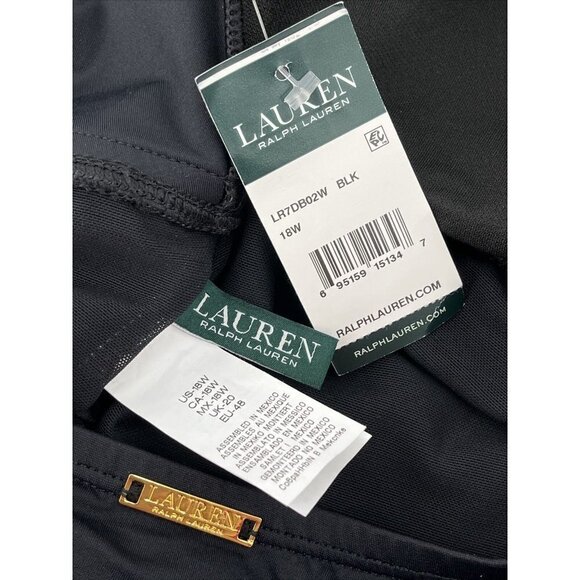 Ralph Lauren Plus Black Tummy Control Halter One Piece Swimdress 18W Slimming - Picture 6 of 10